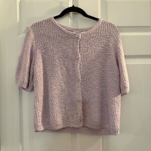 MOD REF Laura Cardigan Lavender Purple Large Short Sleeve Minimalist Casual